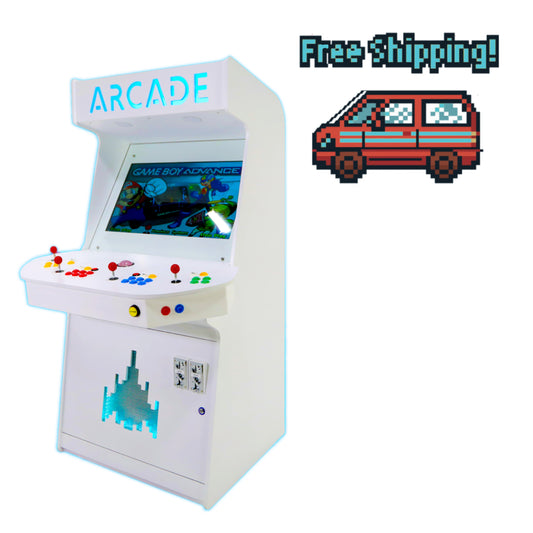 Full-sized four player upright arcade game with white gloss finish (7,000+ games VIP collection)