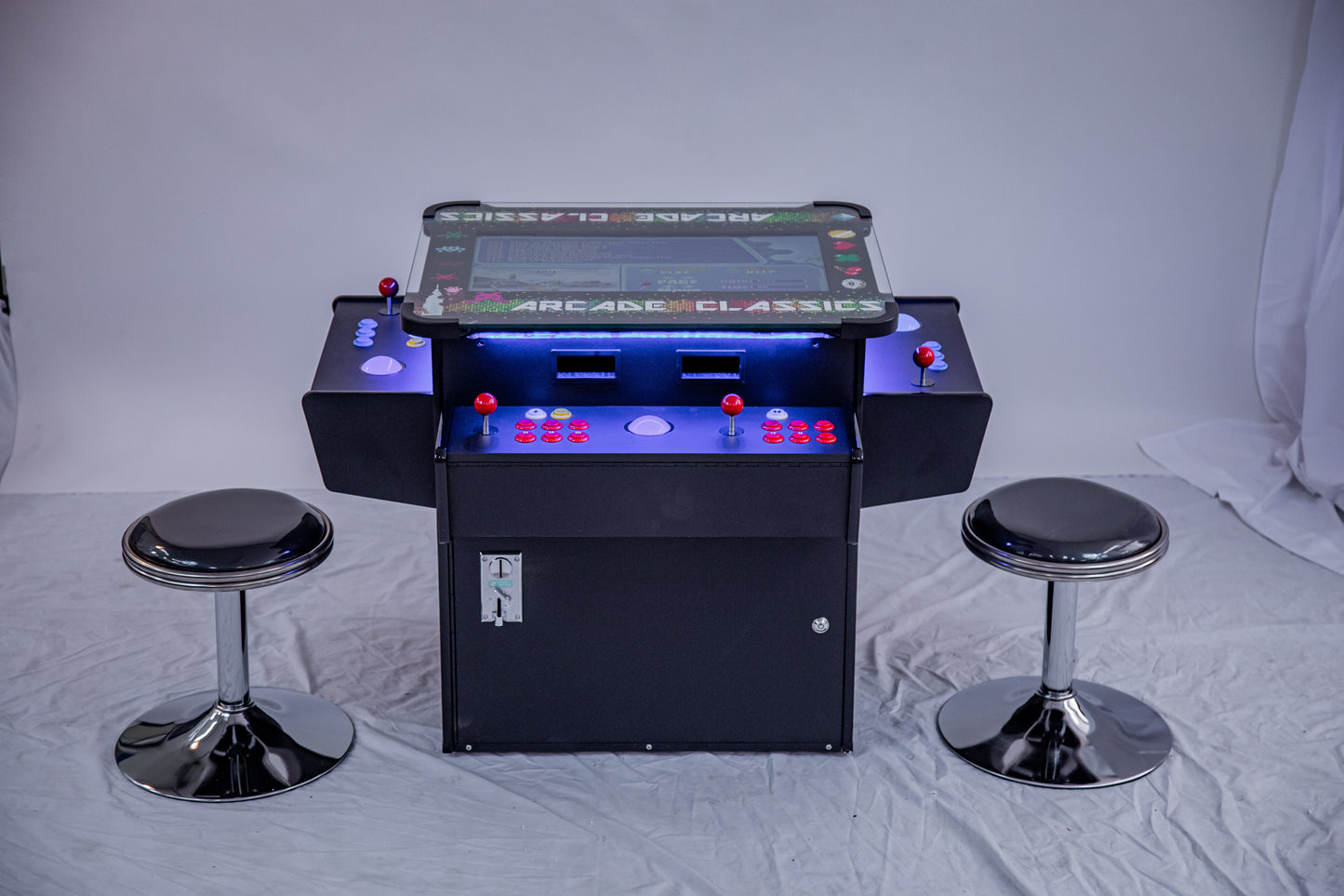 Full-sized, 3 Sided, Cocktail Table Arcade Game With 1,162 Classic, Golden Age, Retro Games, and Trackball
